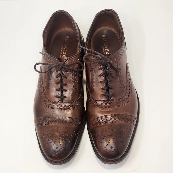 Allen Edmonds Men Strand Walnut Brown Oxford Dress Shoes Size 9.5 D Cap Toe - Picture 2 of 8